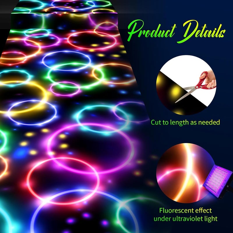 Haull 236 x 39 Inch Neon Light up Dance Floor Glow in The Dark Floor Runner Neon Party Decorations UV Blacklight Reactive Fluorescent Wall Props for Glow Disco Party Favors(Dream Bubble) - Image 3